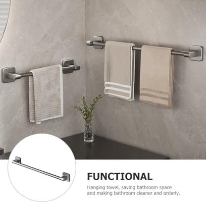 TOYANDONA Heavy Duty No Drilling Towel Rack 40cm Gray Metal Wall-Mounted Bathroom Organizer Self Adhesive Towel Bar for Kitchen and Bathroom Use