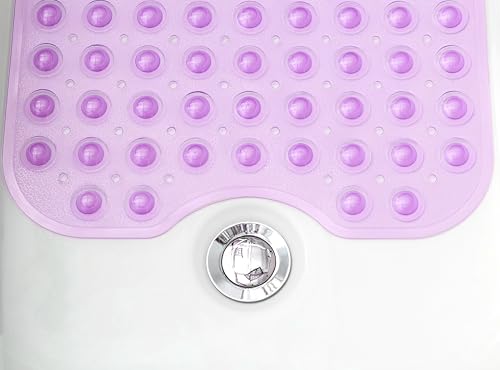 Extra-Long Non-Slip Bathtub & Shower Mat 39”x16” (Smooth/Non-Textured Tubs Only) Safe, Clean, Machine-Washable, Superior Grip&Drainage, Vinyl, Transparent Purple - color: Transparent Purple, size: 39" x 16" (Rectangular)