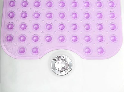 Extra-Long Non-Slip Bathtub & Shower Mat 39”x16” (Smooth/Non-Textured Tubs Only) Safe, Clean, Machine-Washable, Superior Grip&Drainage, Vinyl, Transparent Purple - color: Transparent Purple, size: 39" x 16" (Rectangular)