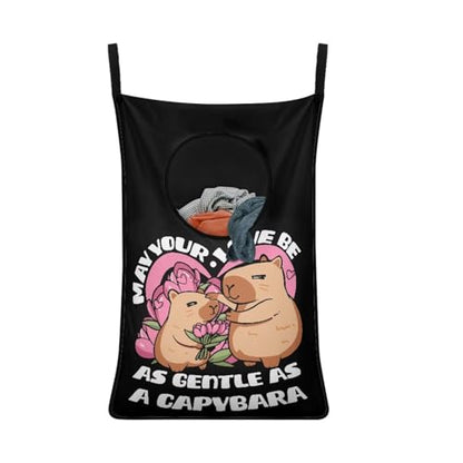 ZOUTAIRONG Capybara Print Hanging Hamper Laundry Bag Cute Laundry Baskets Over Door Laundry Hamper Space Saving Storage Organizers Clothes Hampers - color: Capybara