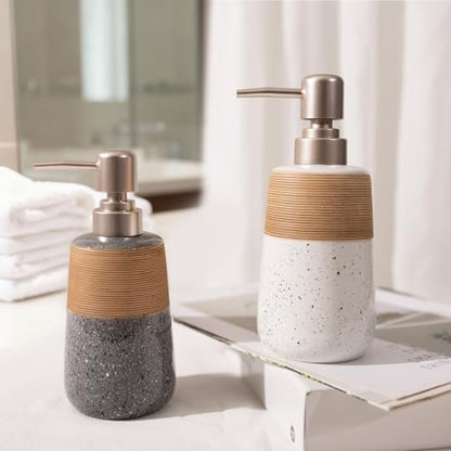 Hand Soap Dispenser, Ceramic Liquid Soap Dispenser for Bathroom Countertop Dish Hand Soap Dispenser for Kitchen Sink, Bathroom Lotion Bottle Dispensers Boho Kitchen Home Decor,15 OZ Grey - size: 1 x 15 Oz Soap Dispenser Grey