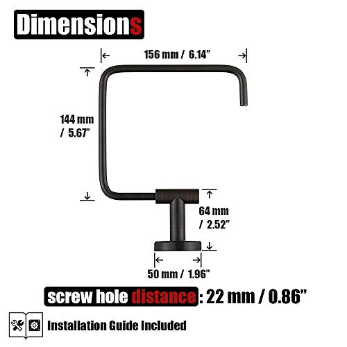 JQK Towel Ring Oil Rubbed Bronze, Stainless Steel Square Ring Towel Holder for Bathroom, 6 Inch ORB Wall Mount, TR140-ORB - color: Oil Rubbed Bronze