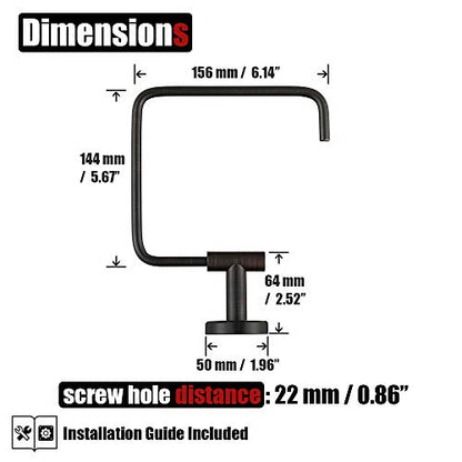 JQK Towel Ring Oil Rubbed Bronze, Stainless Steel Square Ring Towel Holder for Bathroom, 6 Inch ORB Wall Mount, TR140-ORB - color: Oil Rubbed Bronze