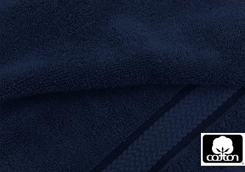 COTTON CRAFT Ultra Soft 6 Piece Towel Set - 100% Cotton Towels - Navy | Absorbent 580 GSM Quick Dry Everyday Premium Luxurious Bathroom Towels - 2 Large Bath Towels, 2 Hand Towels, 2 Washcloths - color: Night Sky, size: 6 Piece Towel Set