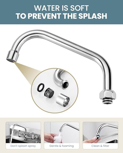G3/4 Internal Thread 8" Commercial Faucet Swivel Spout Replacement - Chrome Polished Add-on Swing Nozzle for G3/4 Female Thread Commercial Kitchen Sink Faucet (1.8gpm/2.2gpm Aerator) - size: 8 Inch