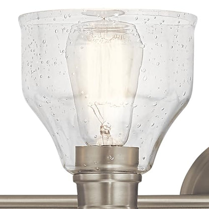 Kichler Avery 33.25" 4 Light Bathroom Vanity Light in Brushed Nickel, Vintage Bathroom Wall Mount Fixture with Clear Seeded Glass, (33.25" W x 9.25" H), 45974NI