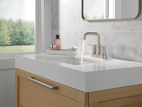 Delta Faucet Nicoli Centerset Bathroom Faucet, Brushed Nickel 2-Handle Bathroom Faucet, Delta Bathroom Sink Faucet, Brushed Nickel 3-Hole Bathroom Faucet, Stainless 25849LF-SS - color: Stainless
