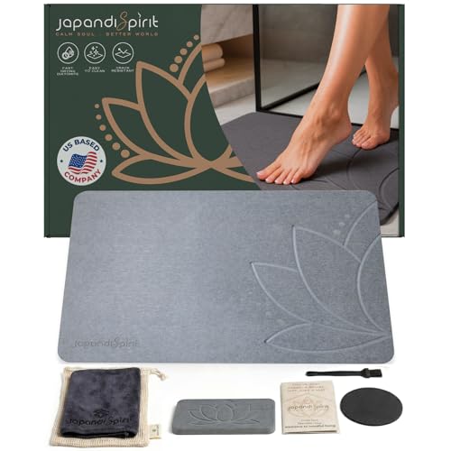 Stone Bath Mat, Diatomaceous Earth, Quick Dry - West Lotus | Non-Slip, Stone Bath Mats for Bathroom, Diatomite, 23.6"x15.4", Luxury Bath Mat - color: West Lotus
