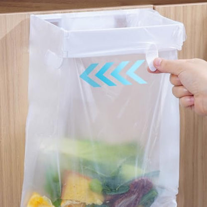 Foldable Wall-Mounted Trash Rack – No Drill Collapsible Hanging Garbage Bag for Cabinet Doors Table Sides Kitchen Bathroom Office ﻿ (White) - color: White