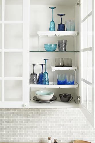 madesmart Classic Stacking Shelf, White | non slip feet, rounded corners, vertical space, stackable design, stable platform, spices cans jars, woman owned - size: Small