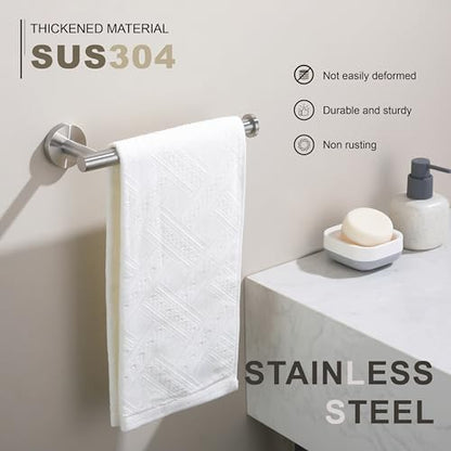 TASTOS Hand Towel Holder Towel Ring Brushed Nickel, Premium Stainless Steel Hand Towel Bar Heavy Duty Wall Mounted Modern Bath Accessories, 9 Inch Towel Rack for Bathroom Kitchen - color: Brushed Nickel