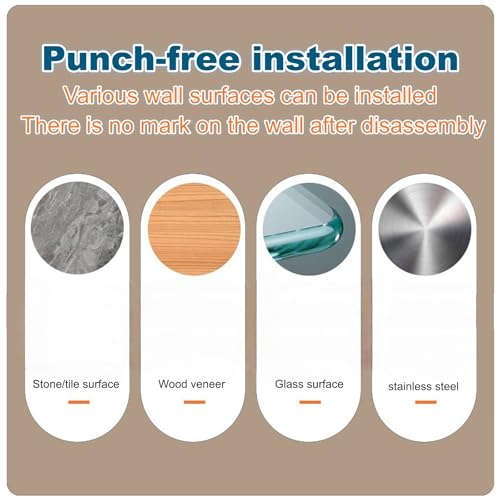 ANIS・KEBBR No Drill Extendable Suction Towel Bar 11.8-23.6in Stainless Steel Bathroom Kitchen Rack