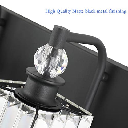 Ralbay Black Crystal Vanity Light 4 Light 31.5''Modern Matte Black Bathroom Wall Light Fixtures Over Mirror Bathroom Vanity Lights - color: Square-Black, size: 32 inch