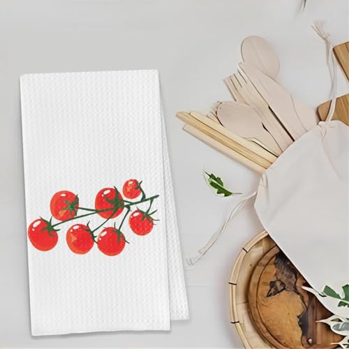 Cherry Tomato Towels, Red Dish & Hand Towels for Kitchen & Bathroom, Gardener Gifts, 16x24 Inches - color: Cherry Tomato