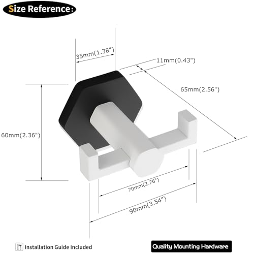 GERZWY White & Black Bathroom Double Towel Hook Stainless Steel Coat/Robe Clothes Hook for Bath Kitchen Modern Hotel Style Wall Mounted 2 Pack - color: White & Black