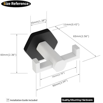 GERZWY White & Black Bathroom Double Towel Hook Stainless Steel Coat/Robe Clothes Hook for Bath Kitchen Modern Hotel Style Wall Mounted 2 Pack - color: White & Black