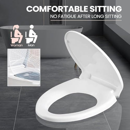 SS114 Toilet Seat Elongated Compatible with TOTO SS113/SS154/SS224/SS204 | Soft Close Toilet Seat Elongated, Traditional Toilet Seat Replacement with Toilet Bolts and Nut - Cotton White