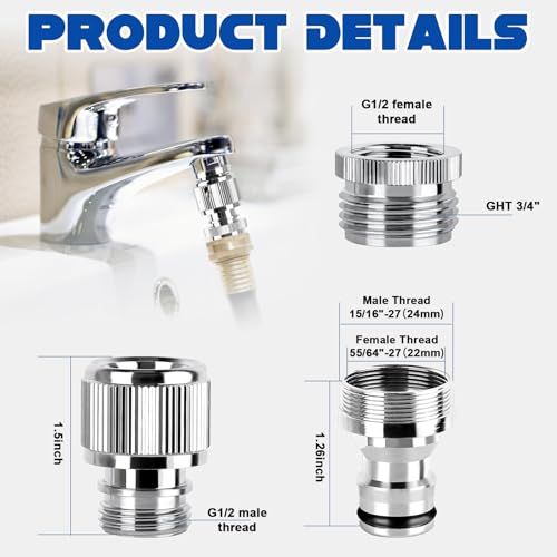 Sink Faucet Quick Connector with Aerator, Faucet to Garden Hose Adapter | Portable Snap Coupling Adapter for Dishwasher/Washer, Sink Hose Adapter for Kitchen/Bathroom/Shower, Easy to Install