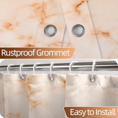 Brown Marble Stall Waterproof Shower Curtain 48x72 inches | RV Small Shower Curtain Set for Bathroom, Abstract Modern, Machine Washable, Easy to Install with Hooks, Ombre White Brown - color: Brown, size: 48"W x 72"L (Pack of 1)