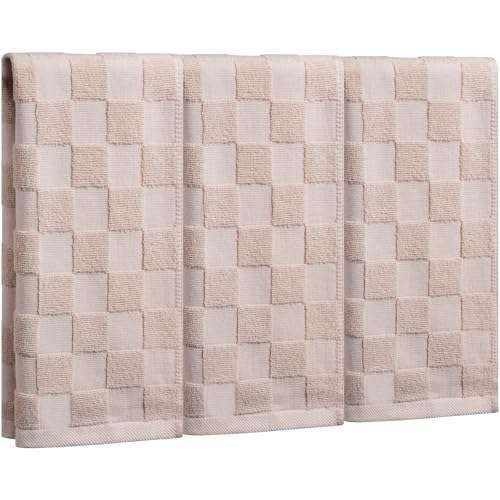 3pcs Khaki Checkered Hand Towels for Bath,100% Cotton Towel for Bathroom Kitchen Home Farmhouse Decor Gift,13.8x29.5 Inch - color: Khaki, size: 3pcs