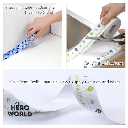 Waterproof Caulk Tape, 1.5in x 10.5ft, Self-Adhesive Sealing Strip for Kitchen, Bathroom, Sink, and Toilet (Leaf) - color: Leaf