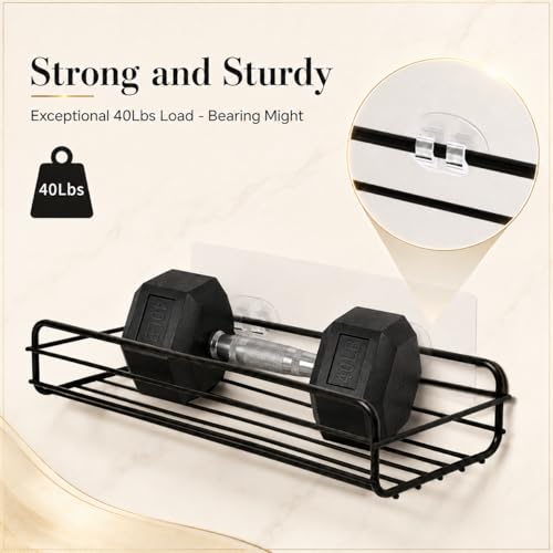 Shower Caddy Adhesive Replacement, 8 Pcs Strong Shower Shelf Adhesive, WaterProof Showers Adhesives Strip, Ad-hesive Hook for Showers, No Drilling for Bathroom Storage Shelve and Kitchen Rack - color: 8pcs Transparent