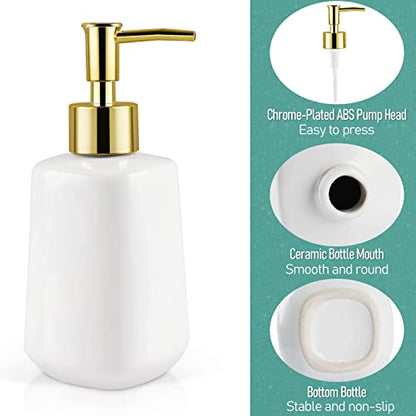 14OZ Dish Soap Dispenser, Hand Soap Dispenser Ceramic Bottle (Bright White) | Pump Dispenser Bottle, Refillable Liquid, Dish Soap, Hand Soap, Essential Oil & Lotion, Great for Kitchen & Bathroom - color: Bright White