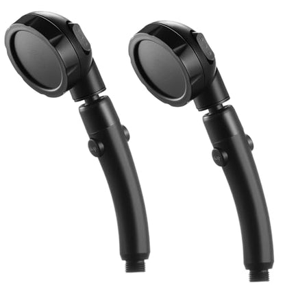 Marbrasse High Pressure Shower Head, 3-Settings Handheld Showerhead with ON/Off Full Shutoff Push Button and Switch to Control Flow, Angle-Adjustable Water Saving(Matte Black, 2Pack) - color: Matte Black, 2Pack