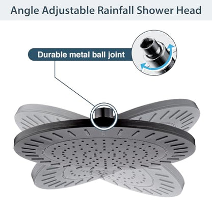 BRIGHT SHOWERS Rain Shower Head, 9 Inch High Pressure Waterfall Showerhead with Adjustable Angle and Anti-clogging Silicone Nozzles, Luxury Bathroom Overhead Shower, Oil-Rubbed Bronze - color: Oil Rubbed Bronze