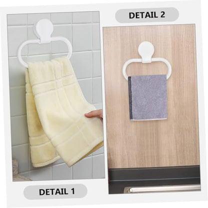 Ipetboom 2pcs Adhesive Wall Towel Holder Hand Towel Ring for Bathroom Impact-Resistant Bathroom Wash Cloth Holder with Strong Reliable Fixation Minimalist White Design for Easy Installation