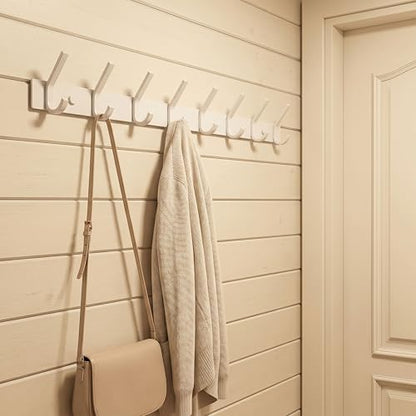 WEBI Coat Rack Wall Mounted,8 Hooks,24" Long,Coat Hooks Wall Mount,Wall Coat Hanger,Hook Rack,Jacket Hooks for Hanging Coats,Hats,Clothes,White - size: 8 Hooks