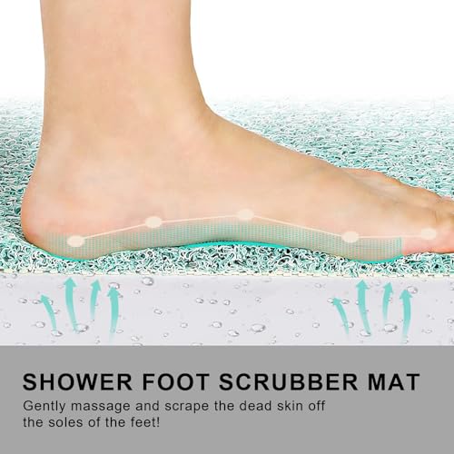Nonslip Bathtub Mat, Anti Slip Bath Mat 0.6" Extra Thick, Quick Dry Bath Tub Anti Slip Shower Mat, Loofah Non-Slip Bath Mat for Tub Bathroom Pool Kitchen Entryway Home Hotel(Blue 24x27) - color: Blue, size: 27" x 24" (Rectangular)