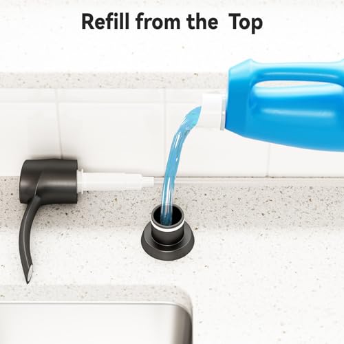 Kitchen Sink Soap Dispenser Black Matt Built-in Dispenser, ABS Dispenser Pump 17 oz PET Bottle, Refill from Top - color: Black Matt, style: 17oz Bottle
