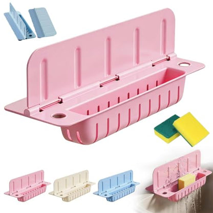Foldable Sink Splash Guard with Suction Cups, 13.9 inch Sink Water Splash Guard, Detachable Reusable Kitchen Water Baffle Anti-Splash, with Flip-down Storage Rack, Easy to Clean (Pink) - color: Pink