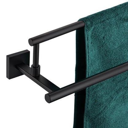 KOKOSIRI Bathroom Towel Bars 32-Inch Double Towel Rails Matte Black Towel Holder Overlength for Kitchen Garage Stainless Steel B5009BK-L32 - color: Matte Black, size: 32-Inch