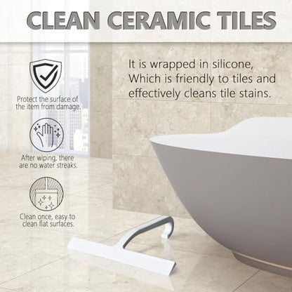 10" One-Piece Silicone Squeegee, Shower Window Car White - color: White, size: 10