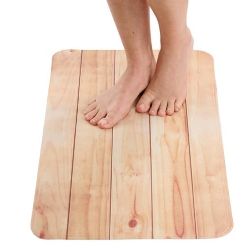 ENKOSI Bath Mat for Tub and Shower Floors - Non Slip Shower Mat – Anti Slip Bathtub Mat with Strong Suction Cup Grip – Soft, Wood Design Bathroom Mat for Inside Bath and Showers (28x16 Wood Teak) - color: Wood Teak