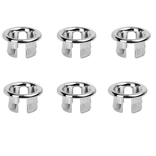 Alovexiong 6 Pack Bathroom Basin Sink Round Hole Trim Chrome Overflow Cover Rings Hole Insert in Cap Hollow Ring Triangle for Hole Diameter Replacement Ceramic Pots for Home,Sink,Bathroom,Kitchen - color: 6 Pack Round Silver