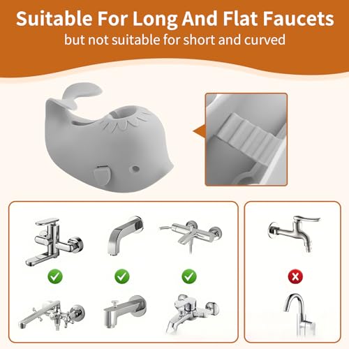 Skyroku Toddler Faucet Extender & Blue Bathtub Spout Cover, Sink Extender with Temperature Sensor for Bathroom Sinks, Kitchen, Bathtubs, Bundle and Save! (BrownGrey) - color: BrownGrey