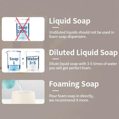 Bosilunlife 12Oz Ceramic Foam Soap Dispenser for Bathroom Kitchen Counter | Premium countertop foam pump creates delicate dense foam, stable desktop placement,Matte White - color: Matte White