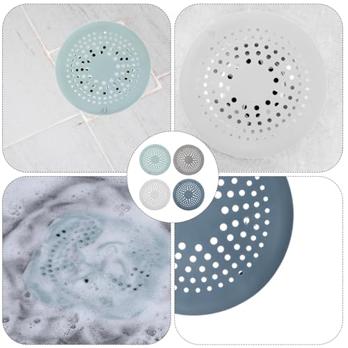 4 Packs Round Hair Drain Catcher, Drain Cover with Suction Cups, Durable Shower Drain Hair Catcher for Bathroom, Bathtub, Kitchen, Easy to Clean