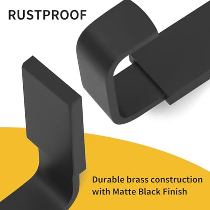 Brass Towel Hook, Bathroom Robe Coat Clothes Hook, Matte Black, 2 Pack | Wall Mounted with Screws for Bathroom, Kitchen, Hotel, Garage, Laundry, Square Coat and Hat Hooks, Rustproof & High Quality - color: Matte Black, size: 2 Pack