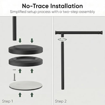 Hoimpro Hand Towel Holder Stand Bathroom Towel Bar Rack Countertop Black | Free Standing Towel Hanger for Bathroom Kitchen Vanity Counter,13 Inch, Stainless Steel, Towel Ring, Bath Accessories , Matte - color: Matte Black
