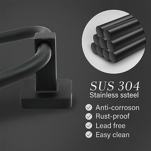Towel Holder for Bathroom Wall Matte Black Towel Ring Stainless Steel Hand Towel Holder Heavy Duty Towel Hanger for Bath, Kitchen (Black) - color: Black