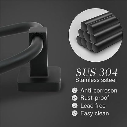 Towel Holder for Bathroom Wall Matte Black Towel Ring Stainless Steel Hand Towel Holder Heavy Duty Towel Hanger for Bath, Kitchen (Black) - color: Black