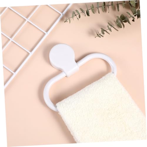 Self-Adhesive White Towel Ring Holder No Drilling Bathroom and Kitchen Wall Mount Abs Material Easy Installation for Hanging Hand Towels and Cloths