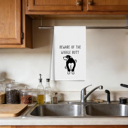 Australian Shepherd Waffle Kitchen Towel Australian Shepherd Gifts | Quick Dry Microfiber Sustainable Dish Towels for Kitchen Home, Funny Australian Shepherd Reusable Hand Towels, Tea Towel - color: Dog Wiggle