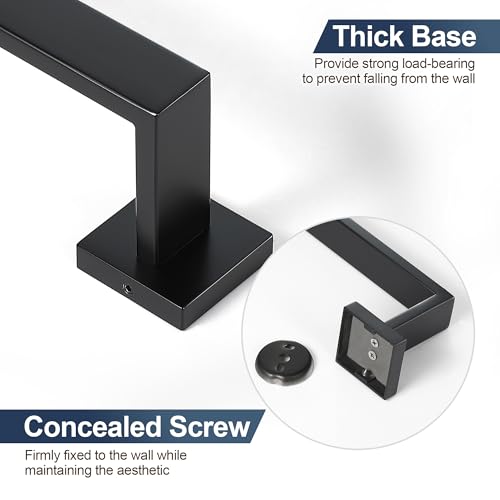 SEIDO 30 Inch Matte Black Towel Bar, Heavy Duty & Rust-Proof 304 Stainless Steel Bath Towel Holder, Modern Square Wall Mounted Towel Rack for Bathroom, Kitchen, RV - color: Matte Black, size: 30 Inch