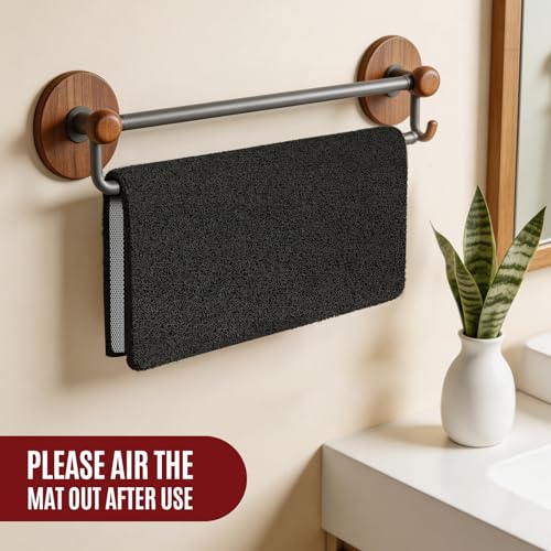 24 * 24in Shower Mat Bathtub Mat Non Slip | Bathmats Non Slip, Quick Drying Foot Scrubber Loofah Mats for Inside Shower, Tub, Bathroom, Home, Black - color: Black, size: 24" x 24" (Square)