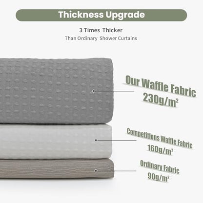Inhousolu Fabric Shower Curtain, Waffle Weave 230 GSM Polyester, Weighted Hem, Metal Hooks Included, Water Repellent Washable, 72 x 84 Inch, Gray - color: Grey, size: 72"W x 84"L (Pack of 1)